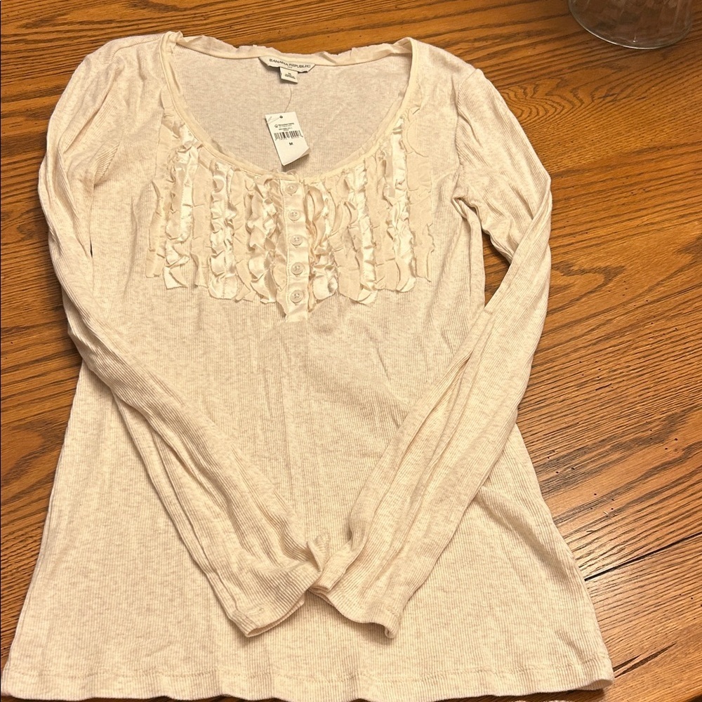 Banana Republic Light Cream Long Sleeve Top